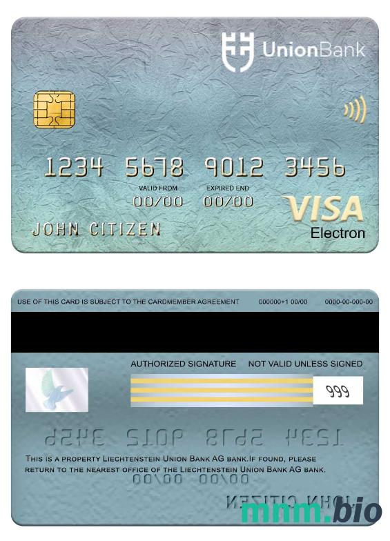 Liechtenstein union bank visa electron karta przykład w formacie PSD